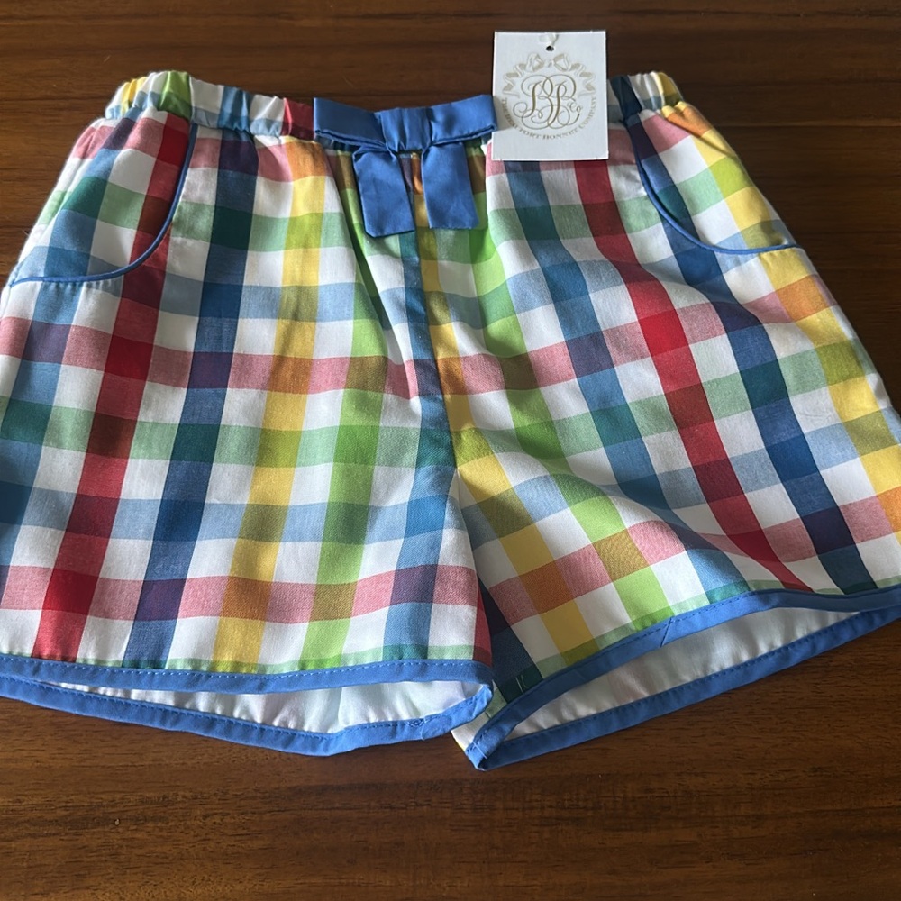 Colorful Plaid Shorts with Bow